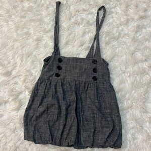 Y2K Body Central Skirt Overalls Gray Button Small